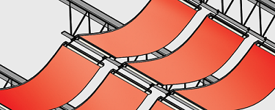 Cloudscape Banners for sound suppression are easily suspended from ceilings, bar joists or pre-engineered suspension systems.